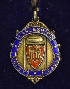 1947/48 Lancashire Rugby League silver and enamel winners medal - engraved on the back 