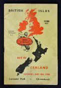 1950 British Lions v New Zealand rugby programme - 2nd Test match played on the 10th June at