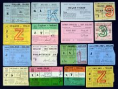 16x England international rugby match ticket stubs from 1949 onwards to include v France '49, '63 (