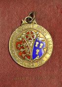 1950 Lancashire Rugby League Senior Cup silver and enamel Runners Up medal - engraved on the back 