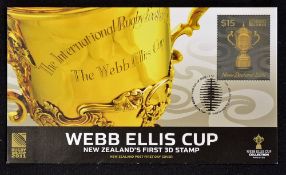2011 Rugby World Cup New Zealand's First 3D FDC stamp -