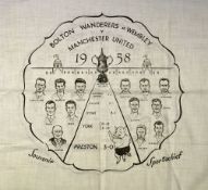 1958 FA Cup Final Bolton Wanderers v Manchester Utd souvenir cotton cloth by 