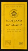 1927 Scotland (Champions) v England rugby programme - played at Murrayfield Saturday 19th March -
