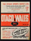 1969 Wales Rugby Tour to New Zealand signed programme - v Otago played on 4th June and signed by