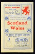1929 Wales (Runners up) v Scotland (Champions) rugby programme - played at St Helens Ground