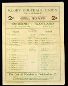 1928 England (6th Grand Slam) v Scotland rugby programme - played on March 17 securing The Grand