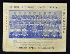 1950 British (Lions) Isles v New Zealand rugby programme - 3rd Test played at Athletic Park,