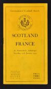 1929 Scotland v France rugby programme - played at Murrayfield 19th of January - this was Scotland's