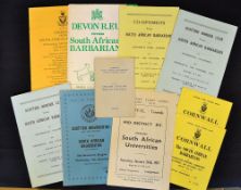Collection of South African rugby related overseas tours programmes to the UK from 1956/57 onwards
