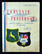 1937 South Africa v Auckland rugby programme - played at Eden Park on 24th July with the South