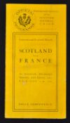 1923 Scotland v France rugby programme - played at Inverleith on Saturday 20th January - scarce