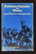 Very rare 1973 Eastern Canada v Wales signed rugby programme - played at University of Montréal
