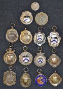 Collection of various silver/enamel Medals awarded to Cyril Done for his sporting achievements,