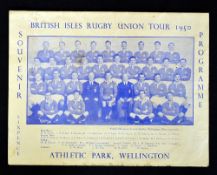 1950 British Lions v New Zealand rugby programme - 3rd Test played on the 1st July at Athletic