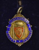 1950/51 Lancashire Rugby League silver and enamel winners medal - engraved on the back 