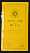1926 Scotland (Champions) v Wales rugby programme with rare team/song sheet - played at
