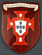Presentation plaque from Portuguese Football Federation awarded to an England FA Representative on