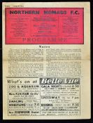 Scarce football programme 1957/58 Northern Nomads v Manchester Utd at Belle Vue Stadium,