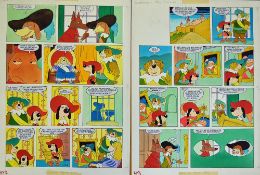 Original Comic Artwork Two pages of Dogtanian original colour comic strip artwork by Bill Titcombe