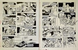 Original Comic Artwork Hand Drawn Charlie's Angels Story Board Artwork in original Pen & Ink by
