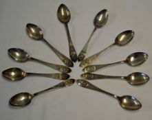 10x Hallmark Silver teaspoons having crown green bowling figure on each