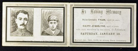 Crime and Punishment The Tottenham Murders 1909 Scarce Folding Memoriam Card 