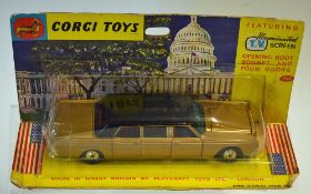 Corgi No.262 Lincoln Continental Executive Limousine gold, black hood, spun hubs - overall condition