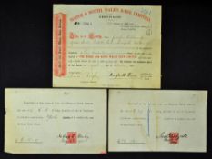 Great Britain Share Certificate North & South Wales Bank Limited 1894 certificate for One Hundred £