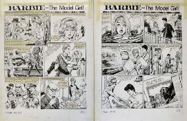 Original Comic Artwork Hand Drawn Barbie Story Board Artwork in original Pen & Ink by Graeme Thomas.