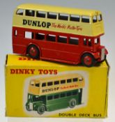 Dinky No.290 Double Deck Bus - cream over red lower body, ridged hubs 