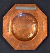 WWI Souvenir Dish of Zeppelin LZ95 dated shot down 22nd May 1917. Dish made from the Zeppelin's