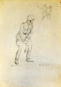 Original Artwork Roman Zenzinger Grenade Thrower in pencil on paper title in pencil to bottom left