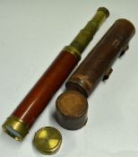 Matthew Berge Telescope c1815 three brass draws with mahogany tube, engraved inscription 'Berge