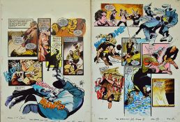 Original Comic Artwork Hand Drawn Six Million Dollar Man Story Board Artwork in Watercolour in