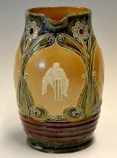 Fine Doulton Lambeth Stoneware Quart Cricket Lemonade Jug - a large bulbous art nouveau style