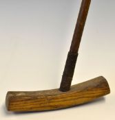 Polo - original polo stick fitted with whole cane shaft c/w leather bound grip and wrist band (needs