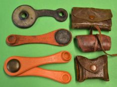 Collection of early rubber weighted combination patent tees c1910 to incl Avon Combination Tee, Star