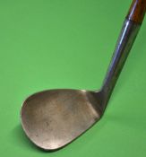 Skoogee style wide flanged sole concave face niblick - stamped with Mitre Brand cleek mark and J