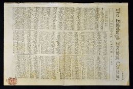 1758 The Edinburgh Evening Courant Golf Announcement - dated Tuesday, March 7th 1758, announcing the