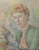McCracken, Cynthia (1889-1982) LADY GOLFER PORTRAIT - signed water colour c1940s - framed overall