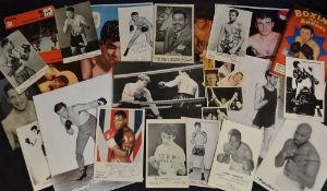 Collection of boxing autographs, publicity postcards, photographs and other ephemera to incl