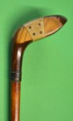 Fine Sunday golf walking stick fitted with socket wood head  handle - stamped J W to the head and