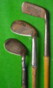 3x Anti-shank irons and putter to incl Fairlie's Pat niblick, Smith's Patent 