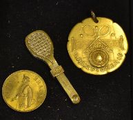 Interesting collection of early tennis items from 1880s onwards to incl Vic brass clip in the
