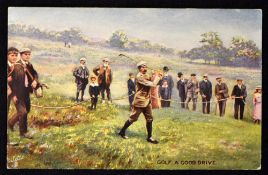 Scarce Harry Vardon Open Golf Champion colour golfing postcard - titled 