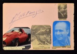 JUAN MANUEL FANGIO Grand Prix autograph (b.1911 - d.1995) large signature signed in ink pen, ex