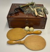 Table Tennis Set - comprising a pair of wooden table tennis bats with carefully turned handles