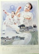 Allan Donald (South Africa & Warwickshire) signed ltd ed coloured cricket print - titled 