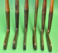 6x assorted brass blade putters to incl Winton flanged sole, early Alex Patrick Leven smf with