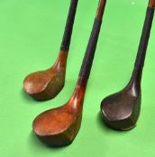 3x various scare neck woods to incl R Forgan St Andrews POWF driver, D Adams light stained brassie